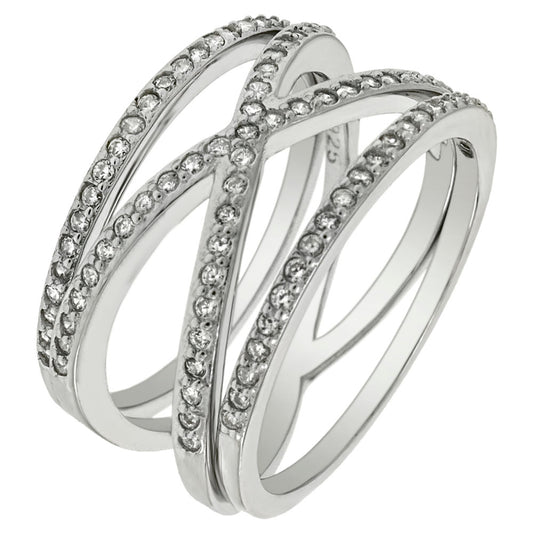 Criss Cross Cubic Zirconia Stackable Ring Set