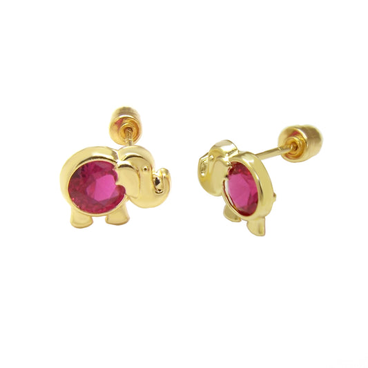 14K Yellow Gold Elephant Stud Earrings