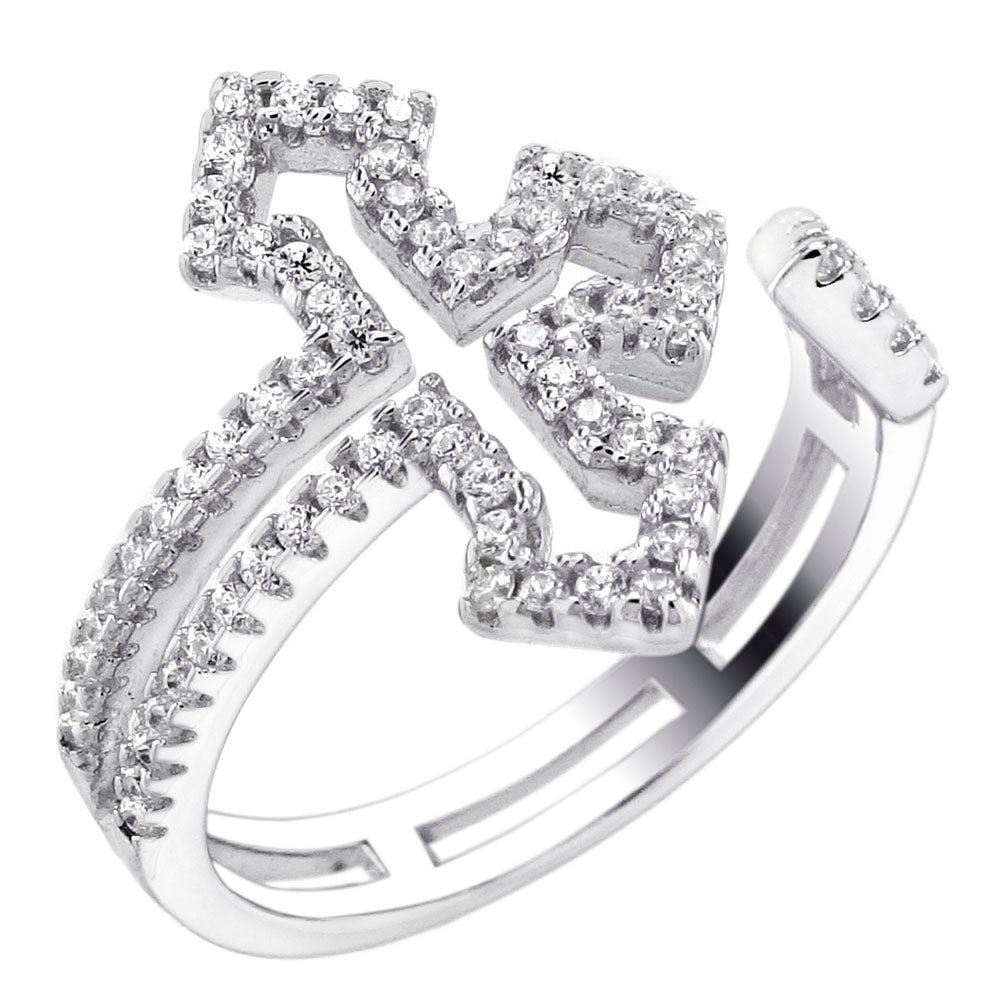 Micro Pave CZ Sideways Cross Ring