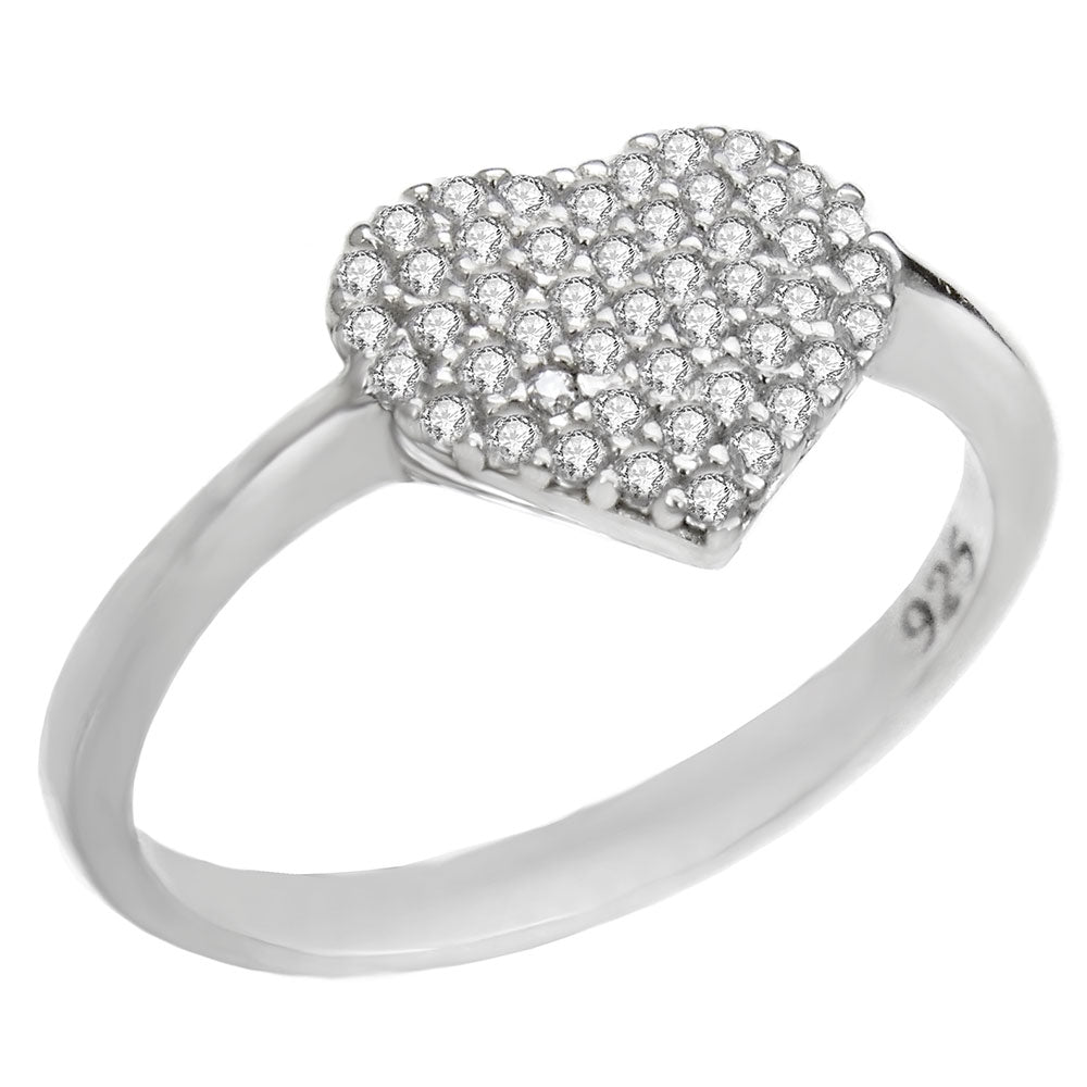 Micro Pave Heart Shape CZ Ring