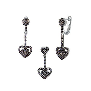 Heart Arrow French Clip Earrings Pendant Set