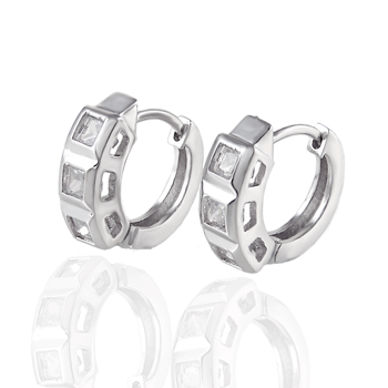 Sterling Silver Cubic Zirconia Small Huggies Hoop Earring