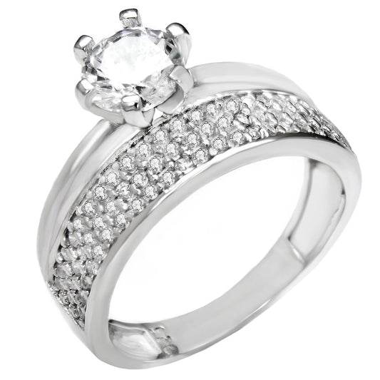 Solitaire Micro Pave Band Wedding Ring