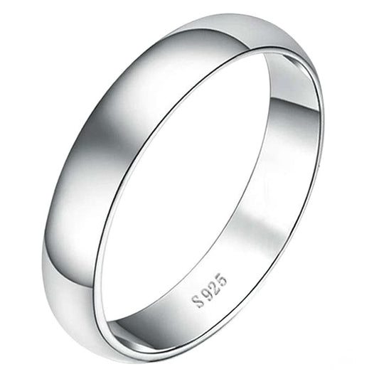 925 Sterling Silver 4MM Plain Wedding Band Ring