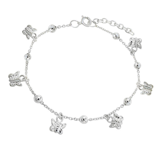 adjustable sterling silver bracelet - mini butterflies