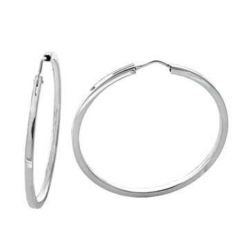 Italian Sterling Silver Square Tube Hoop Earrings