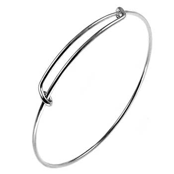 Sterling Silver High Polish Adjustable Charm Bangle