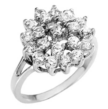 Sterling Silver Cubic Zirconia Cluster Ring