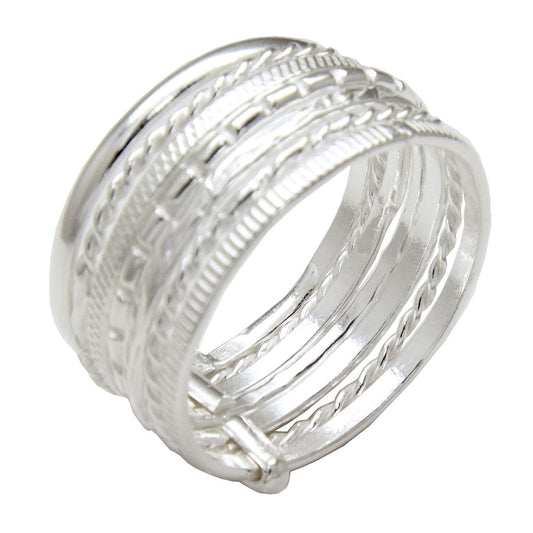 Seven Days Sterling Silver Band Ring