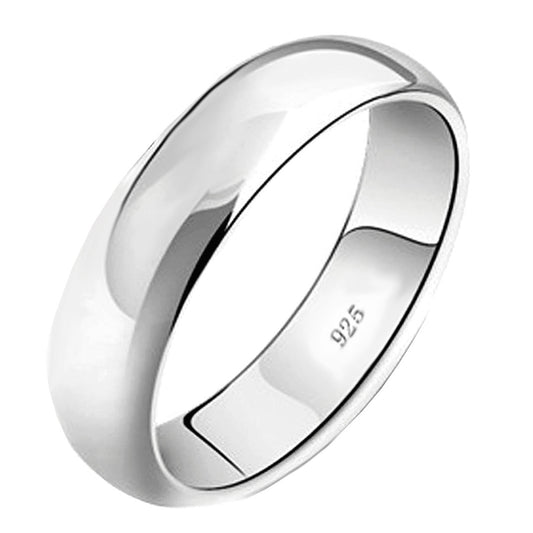 925 Sterling Silver 6MM Plain Wedding Band Ring