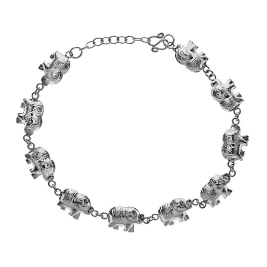 Sterling Silver Elephants Bracelet