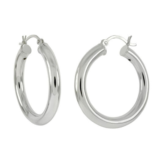 4mm Round Tube Hoop Earrings