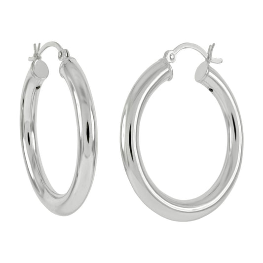 Sterling Silver 3mm Round Tube Hoop Earrings