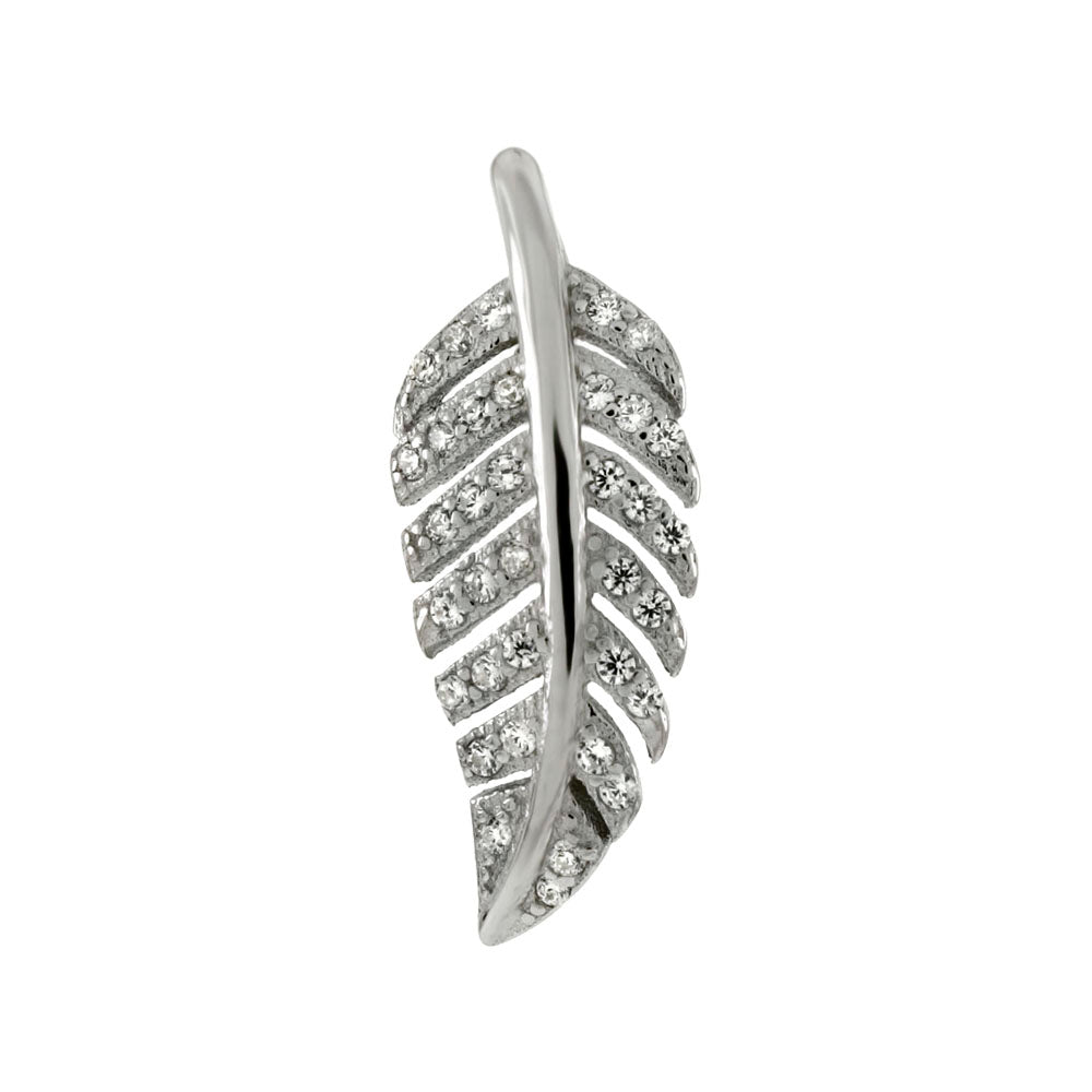 Pave Cubic Zirconia Feather Pendant