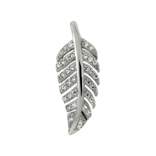 Pave Cubic Zirconia Feather Pendant