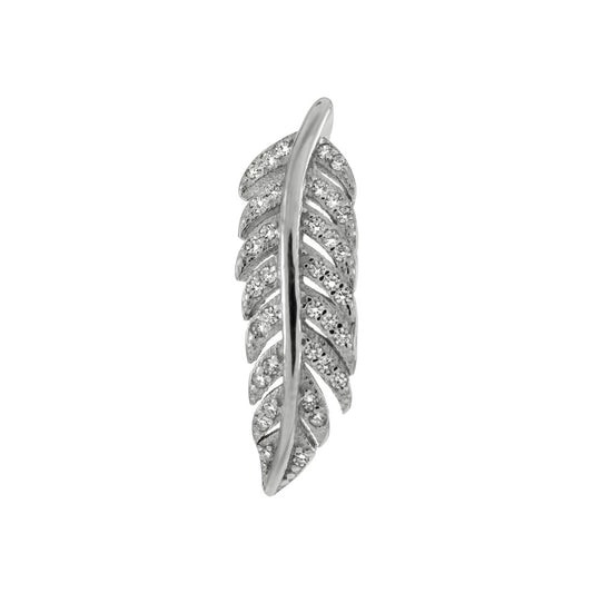 Pave Cubic Zirconia Feather Pendant