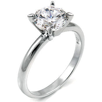 7MM Cubic Zirconia Solitaire Engagement Ring