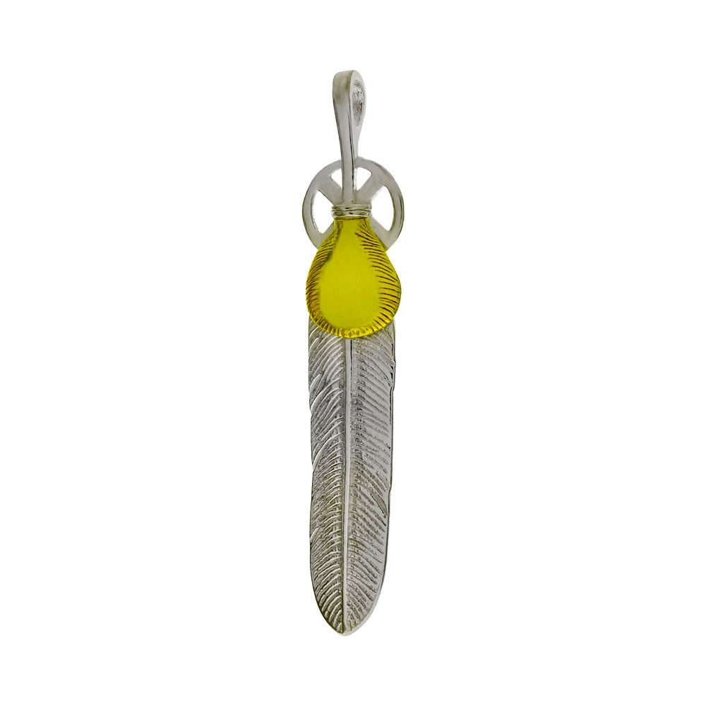 925 Sterling Silver Two Tone Feather Pendant