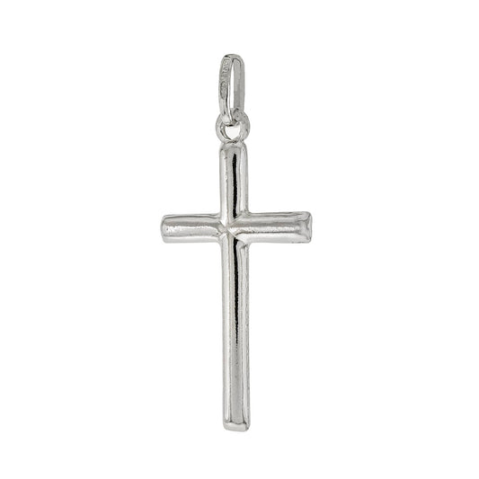 Italian Sterling Silver Tube Cross Pendant