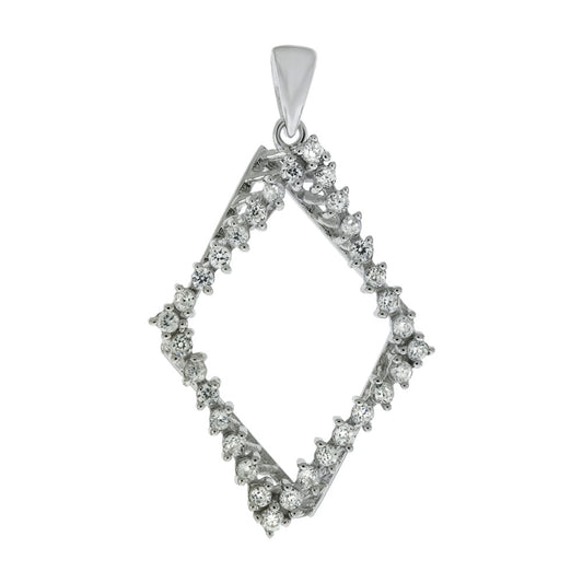 Sterling Silver Cubic Zirconia Diamond Shape Pendant