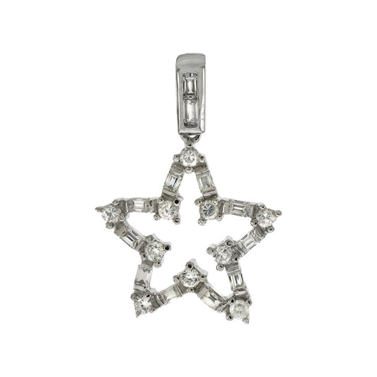 Round Baguette CZ Star Pendant