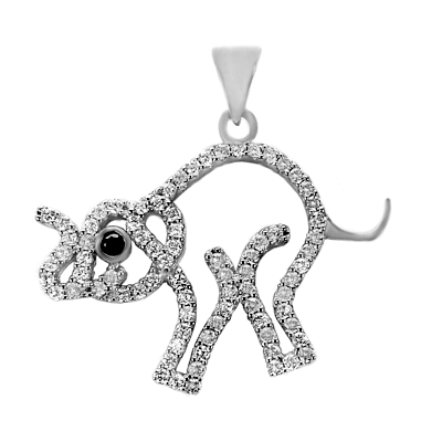 Sterling Silver CZ Elephant Pendant