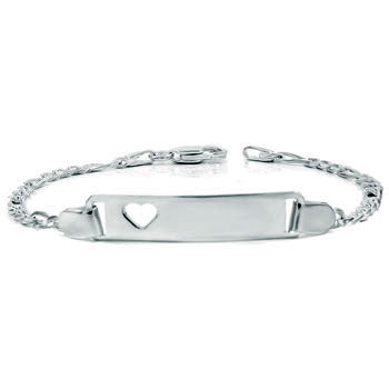 heart cutout sterling silver id bracelet for kids