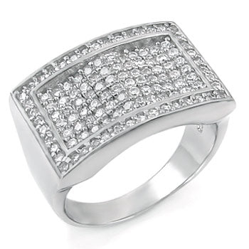 Sterling Silver Cubic Zirconia Micro Pave CZ Man Ring