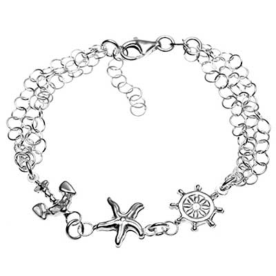 Triple Strands with Marine Charm Bracelet