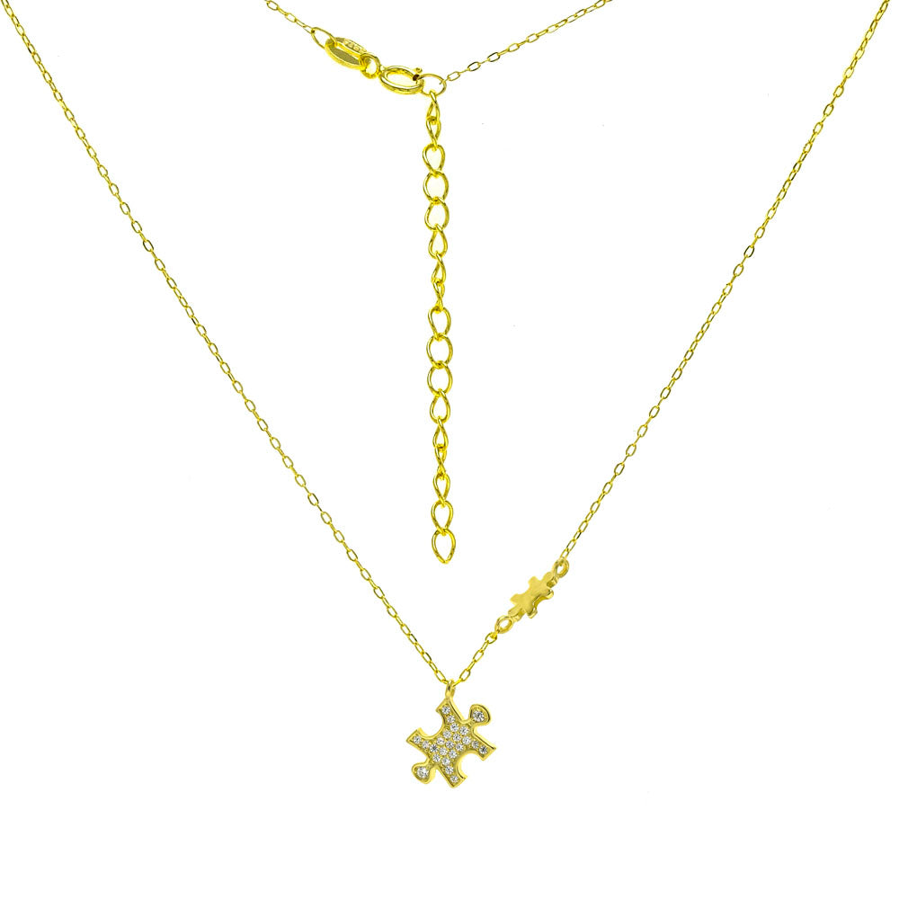 gold plated chain necklace with jigsaw piece pendant