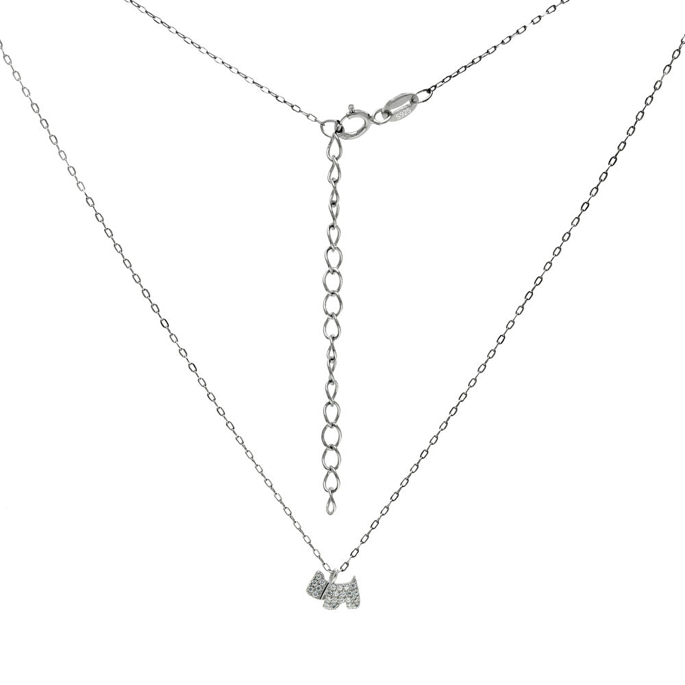 Sterling Silver Rhodium D C Cable Chain W Schnauzer Dog CZ Pendant Necklace