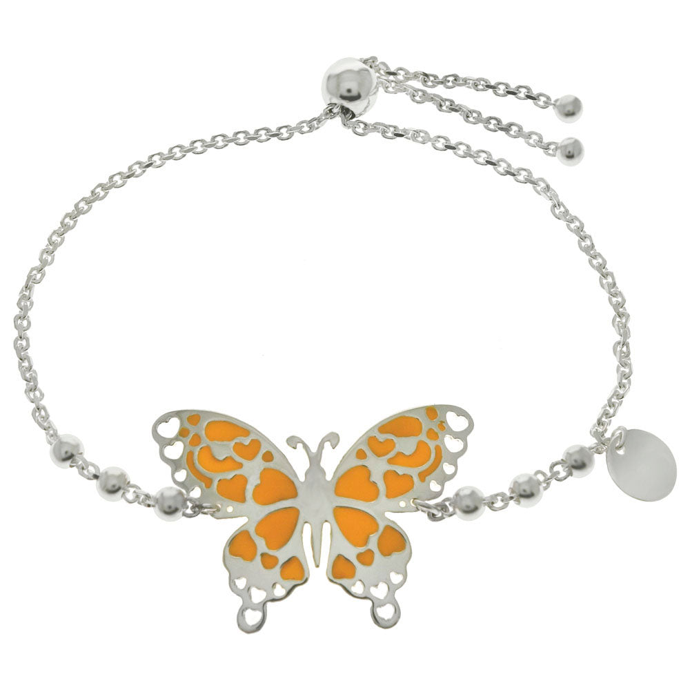 sterling silver bracelet - yellow butterfly charm