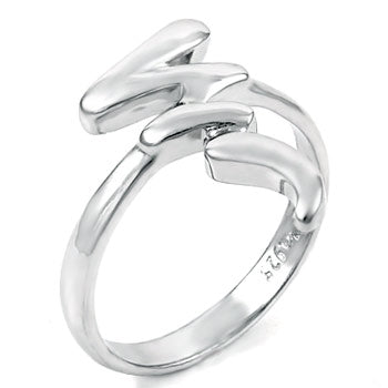 Sterling Silver Polished Lightning Bolt Rhodium Ring