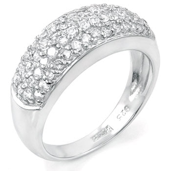 4 Lines Cubic Zirconia Wedding Dome Band Ring