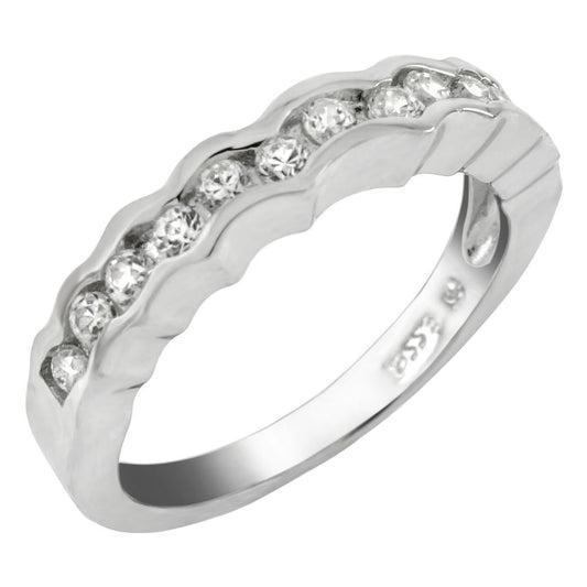 Sterling Silver Cubic Zirconia Channel Set Band Ring