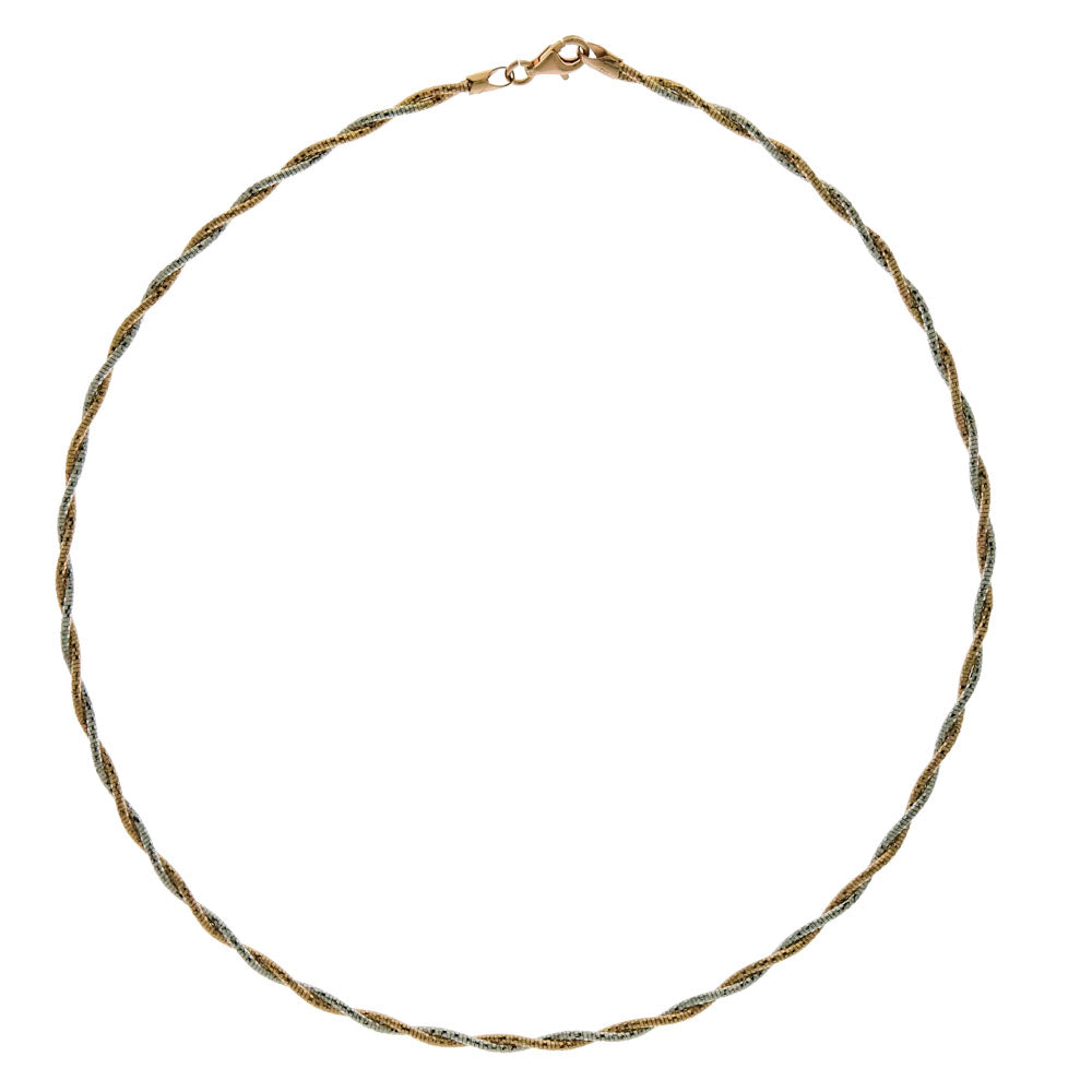 Italian Sterling Silver 2 Strands Round Omega D C Choker Necklace