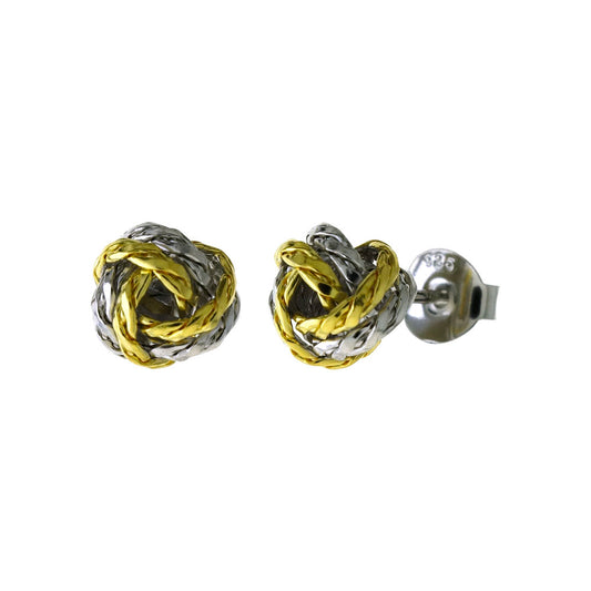 Love Knot 2 Tone Rhodium Stud Earrings