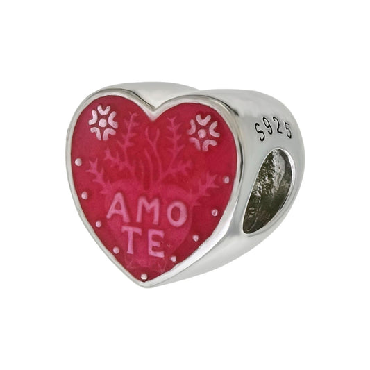 AMO TE Red Enamel Heart Charm Bead Pendant