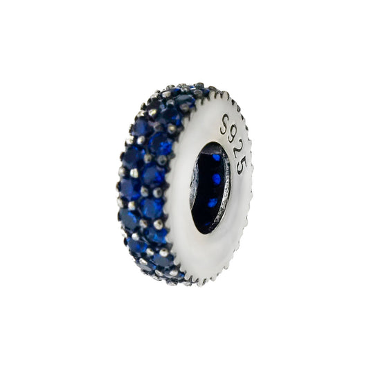 Two Lines Blue CZ Spacer Charm Pendant