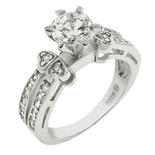 Sterling Silver 6 Prongs 6mm Round CZ Engagement Ring