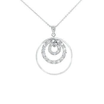 Sterling Silver Cubic Zirconia Triple Circle Of Love Pendant