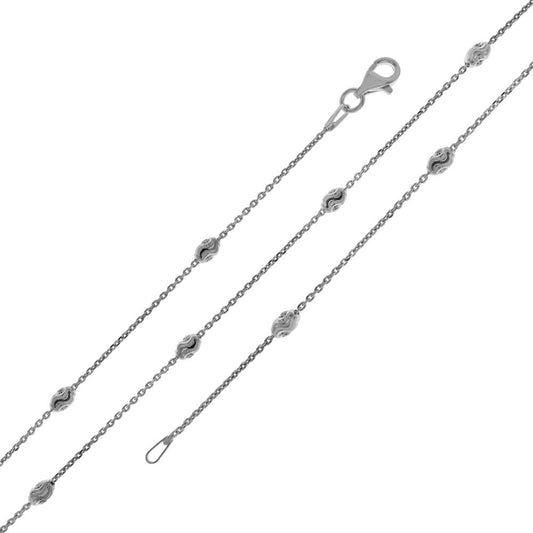 D/C Oval Bead Station Chain Necklace Anklet (3mm)