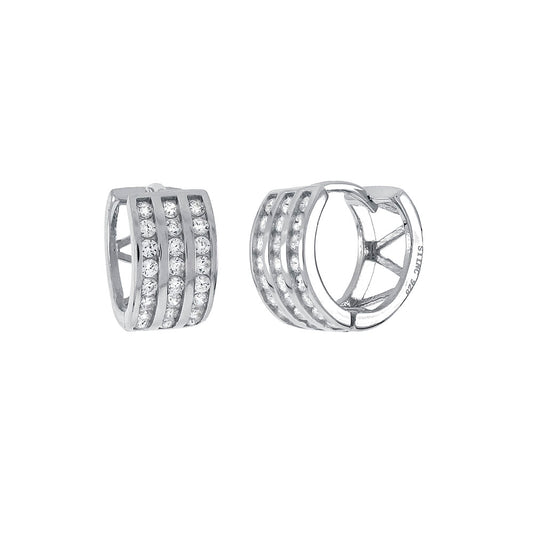 3 Lines Cubic Zirconia Huggie Earrings