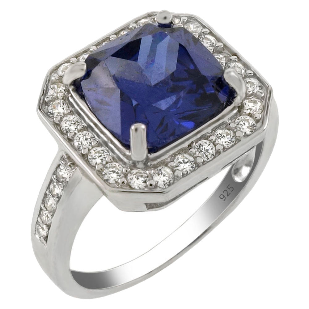 9x9mm Tanzanite CZ Cocktail Ring