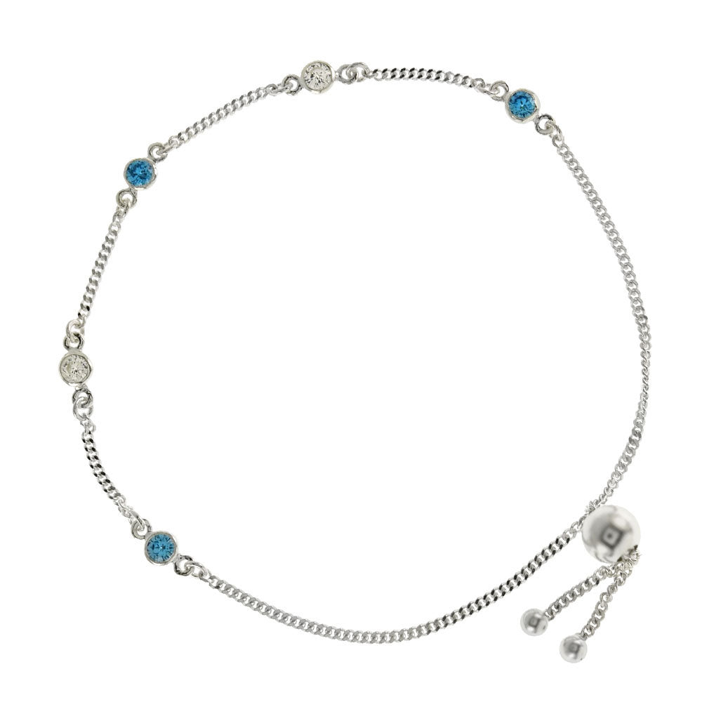 Blue and White Gemstone Charm Bracelet