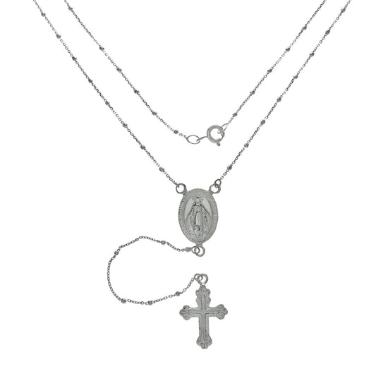 Sterling Silver 1mm D/C Rosary Necklace