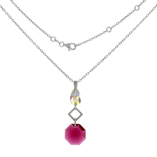 Italian Sterling Silver Boreale Bordeaux Swarovski Necklace