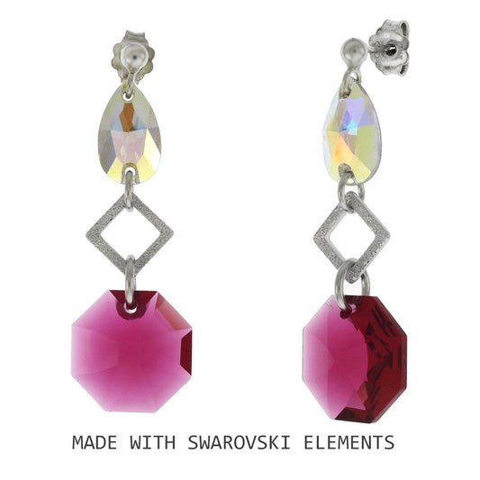 Italian Sterling Silver Boreale Bordeaux Swarovski Earrings