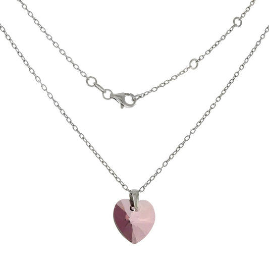 Italian Sterling Silver Heart Ant Pink Swarovski Necklace