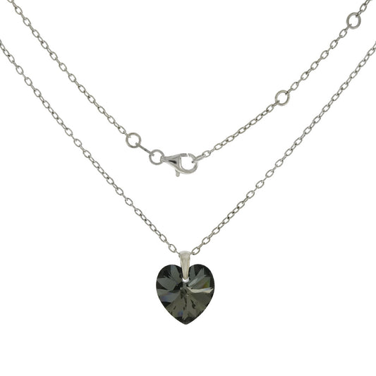 Italian Sterling Silver Heart Sini Swarovski Necklace